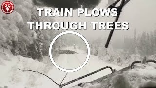 WATCH HOW A TRAIN PLOWS THROUGH TREES AFTER SNOW STORM! || ViralYesterday