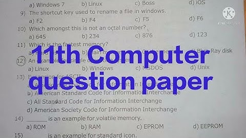11th Computer Science First Revision Model Question Paper 2022