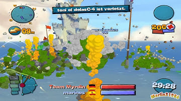 Worms 4 Mayhem - Nuke Rocketlauncher [Multiplayer][Gameplay]