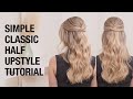 Simple classic half upstyle tutorial  bridal styling partial updo glam waves  kenra professional