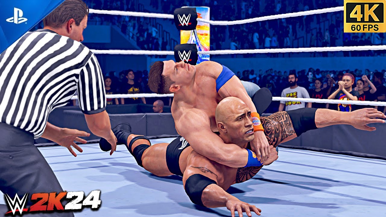 WWE 2K24 - John Cena VS The Rock - WrestleMania Match | 4K PS5 - YouTube