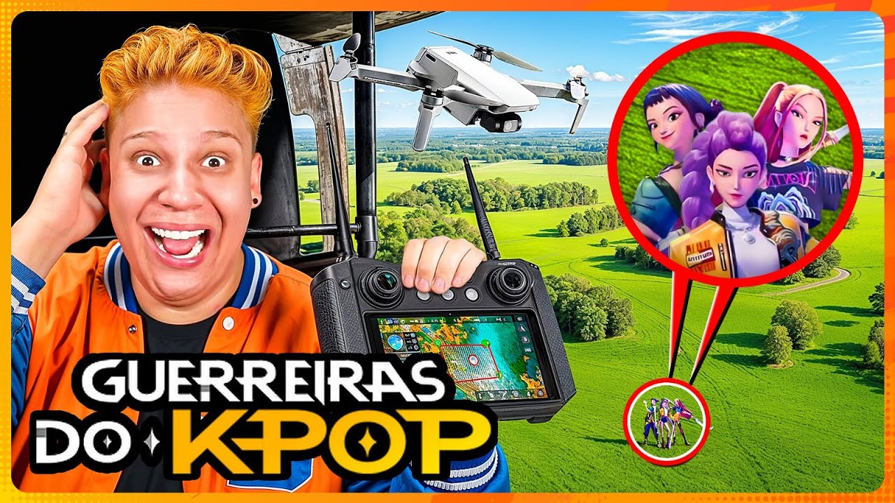 VI AS GUERREIRAS DO K-POP USANDO UM DRONE!! NÃO ACREDITEI!! (KPop Demon Hunters)