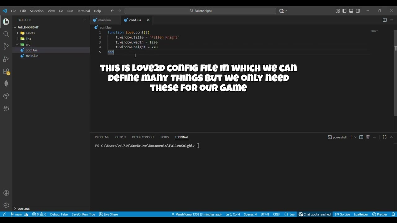 Creating a 2D Game in Love2D | Fallen Knight – Folder Structure, Libraries & Assets Setup