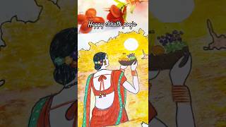 🌞 Chhath Maiya Spill Painting | Easy & Creative Art #shorts #chhathpuja #youtubeshorts