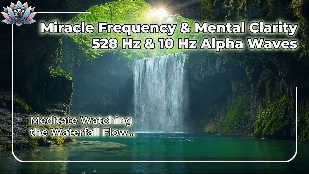528 Hz & Alpha Waves, Healing Waterfall | Miracle Frequency for Love ...