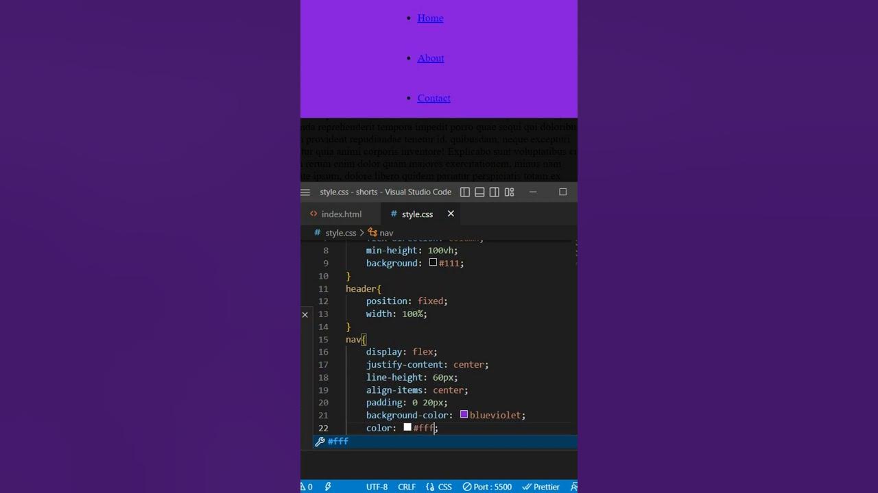 CSS Fixed Navbar on Top #shorts #shortvideo - YouTube