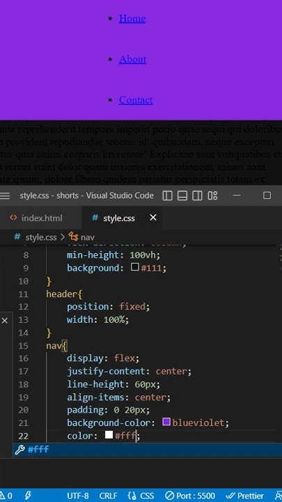 CSS Fixed Navbar on Top #shorts #shortvideo - YouTube image.