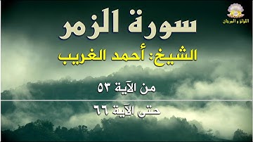 سورة الزمر بصوت الكروان الشيخ أحمد الغريب: من الآية 53 حتى الآية 66.