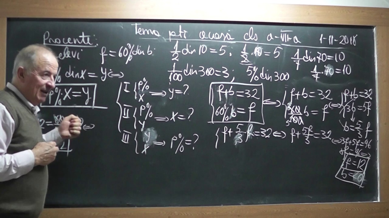 1 2 Lectia 1760 Clasa 7 Procente Probleme Cu Procente Fractia