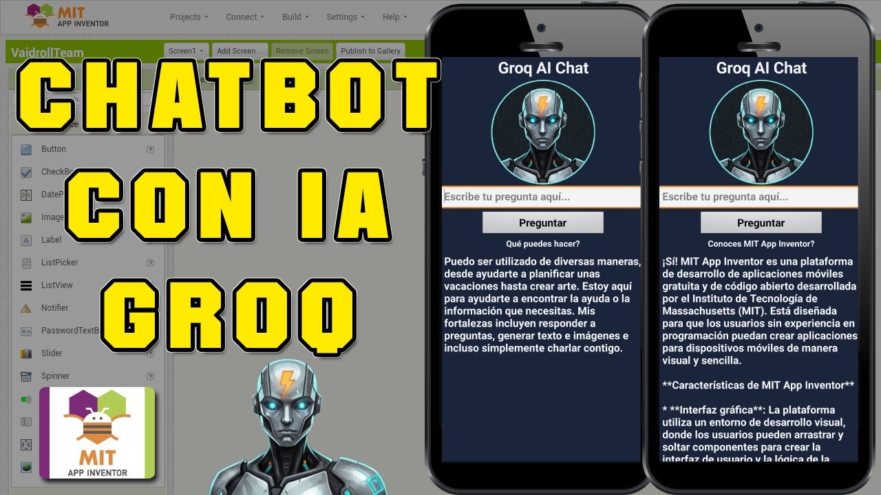 CÓMO CREAR UN CHATBOT CON IA EN MIT APP INVENTOR CON GROQ - YouTube