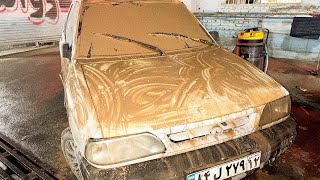 Washing the car stuck in the mud after the flood in Iran |Car wash|Asmr