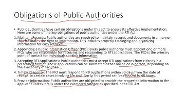 l Obligations of Public Authorities l RTI lecture -4 l