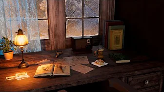 Little Cottage Desk Ambience: Cozy Winter Day, Crackling Fire, Food Simmering, Dreamy & Relaxing