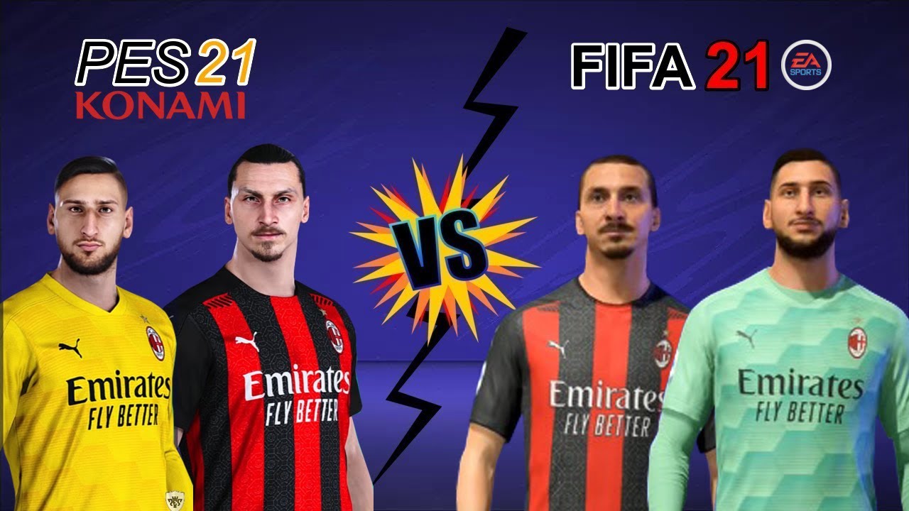 PES 21 vs FIFA 21 AC Milan Comparison (Face & Players
