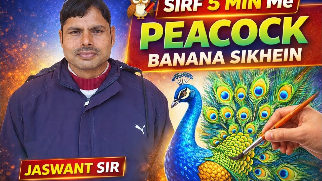 How to draw National Bird in 5 minute by Jaswant Sir |