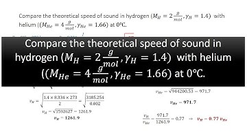 what is theoretical speed of sound wave in hydrogen and helium gas at zero degree Celsius