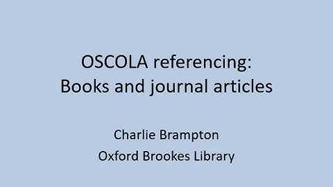 Referencing books and journal articles