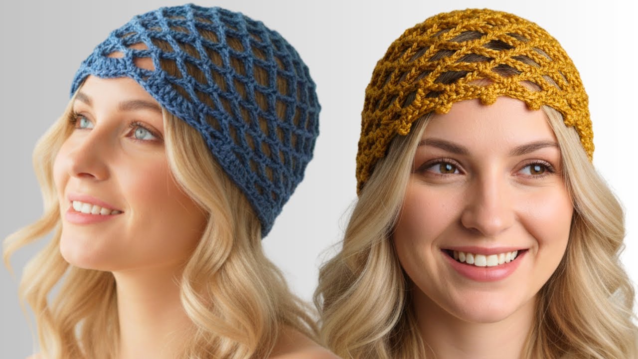 Headpiece de crochê - Modelo Rede - Gorro tendência adulto