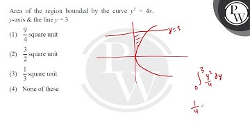 Area of the region bounded by the curve y2=4x, \(y-\) axis and the line \(y = 3\) is....