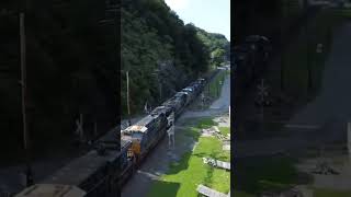7 Engine Lashup on M404 in Highland with the drone! #csxrailroad #railfan #train #short #csx
