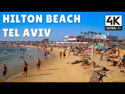 HILTON BEACH 🏖️, Tel Aviv, Israel | 4K UHD Relaxing Virtual Walk
