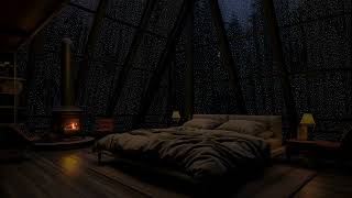 Rainy Attic Retreat - Fireplace View 🌧️ Quiet Night Rainstorms on windows for Deep Sleep