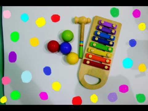 ფერადი ბურთები და ქსილოფონი. Colour balls and xylophone.