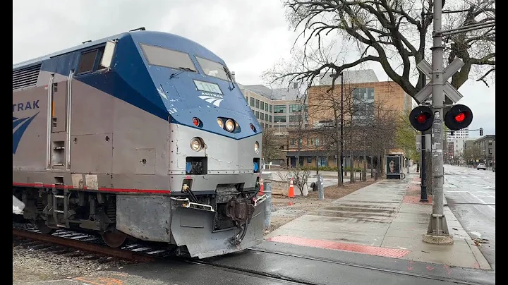 AmtrakTrain Horning and Crossing Street at MIT