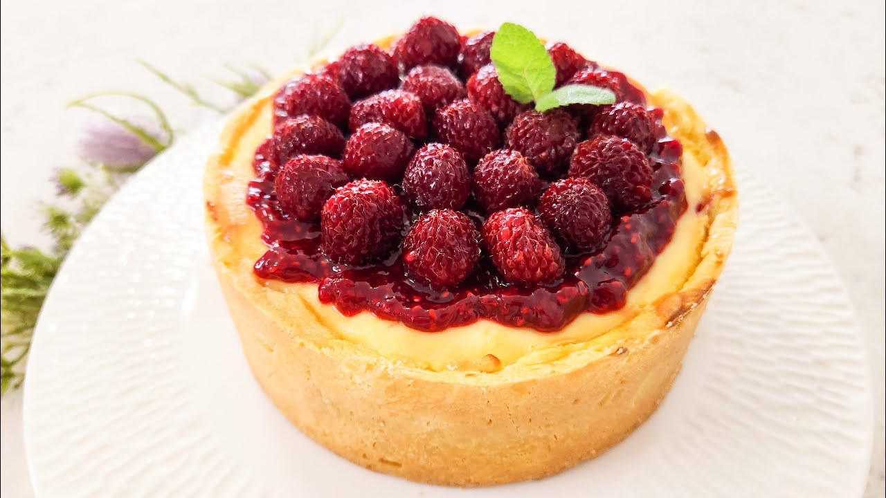 The Best Tangy Raspberry Cheesecake Tart | Snowuri Baking - YouTube