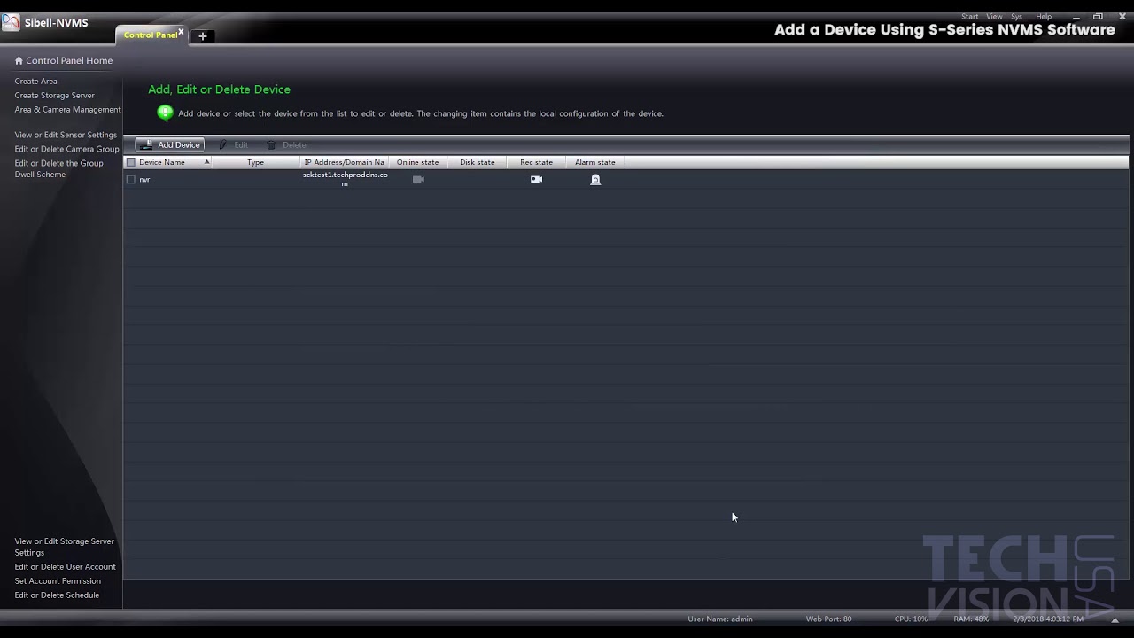 TUTORIAL - Add a device using S-Series NVMS Software