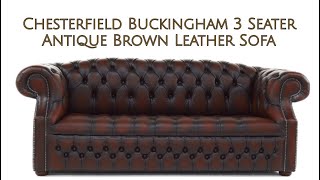 Chesterfield Buckingham 3 seater Antique Brown Leather