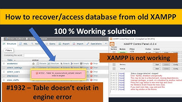 How to recover MySQL database from old XAMPP ? || Accessing database from old XAMPP || XAMPP Error