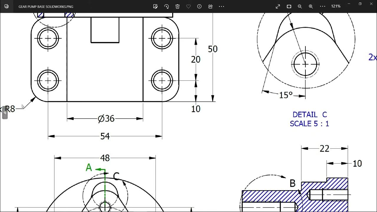 SolidWorks tutorial GEAR PUMP BASE YouTube