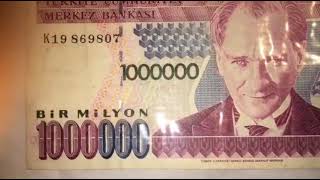 1000000 bir Milyon Turkiye cumhuriyetvmerkey banksi old bank note 1970 Turkish