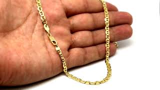 14K Yellow Gold Filled Solid Mariner Chain Necklace, 4.5 mm Wide