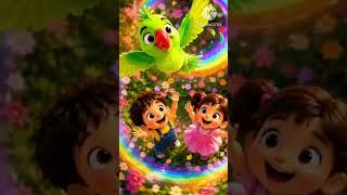 Green Green Parrot Song 🦜 | Fun Kids Nursery Rhyme | Singing Bird Song for Children