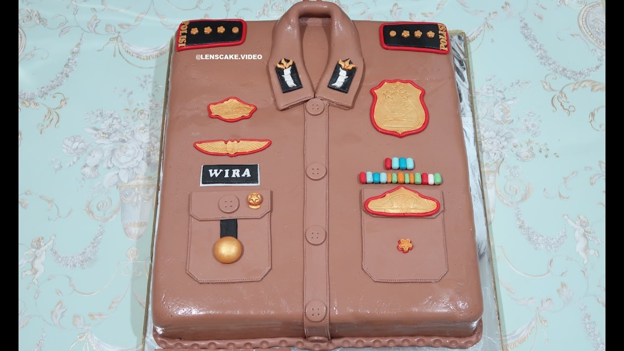 KUE BESAR 50CM CARA MEMBUAT KUE ULANG  TAHUN  BAJU  POLISI 