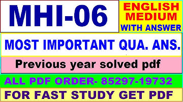 mhi 06 important questions ans / mhi 6 previous year question paper in english / ma history study