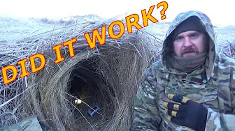 Winter Survival Shelter Camping, No Fire, No Tool Build