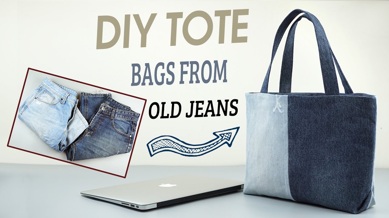 DIY How to sew a denim tote bag from old jeans - Creative Denim Ideas ...