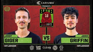 BATB 12: Jonny Giger Vs. Jamie Griffin  Round 1 | Battle At The Berrics  Presented By Cariuma