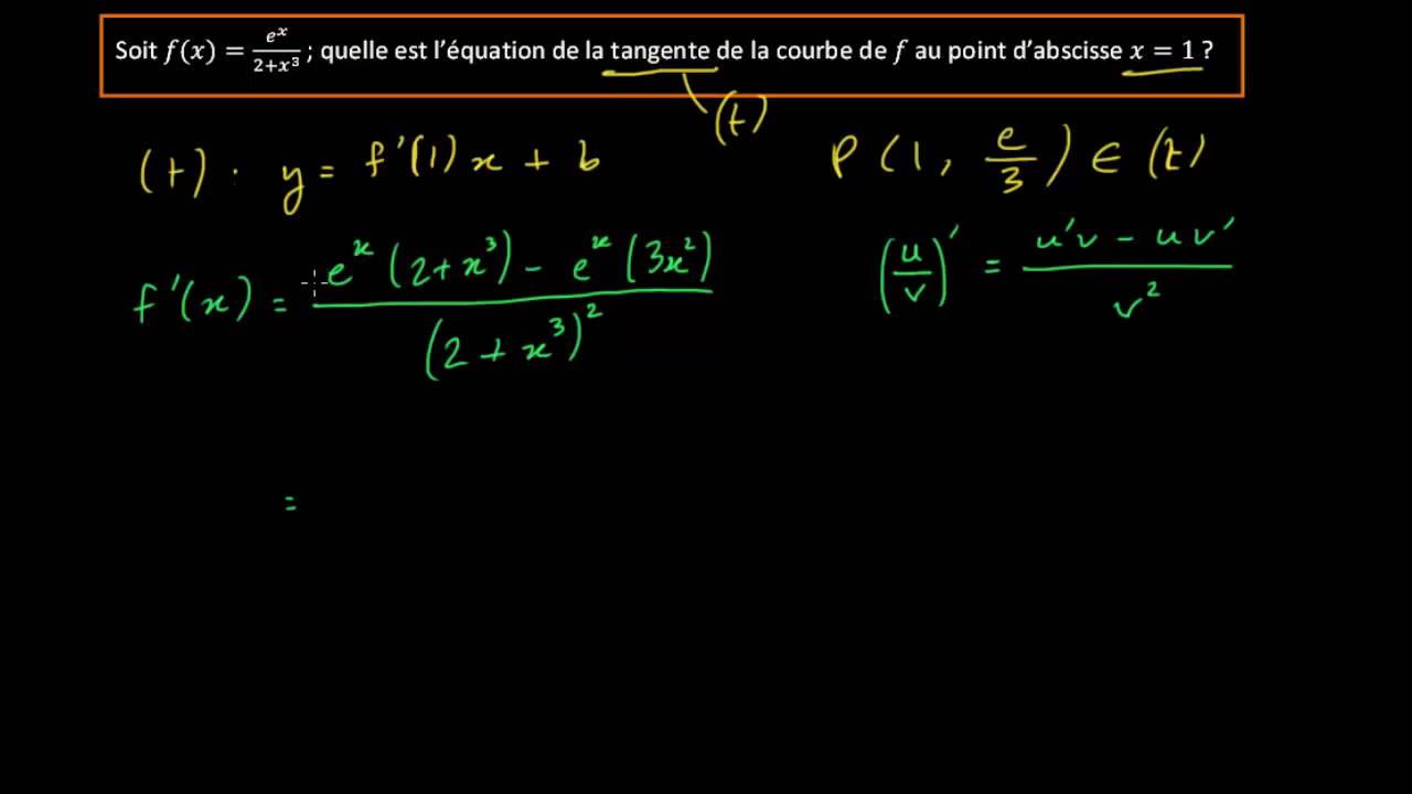 Équation d'une tangente à la courbe