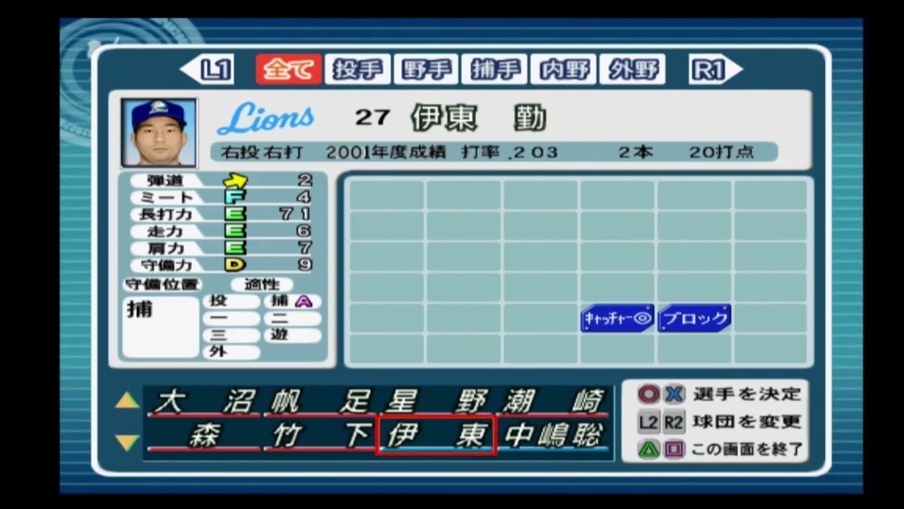 プロ野球JAPAN2002選手能力】西武 27 伊東勤選手 - YouTube
