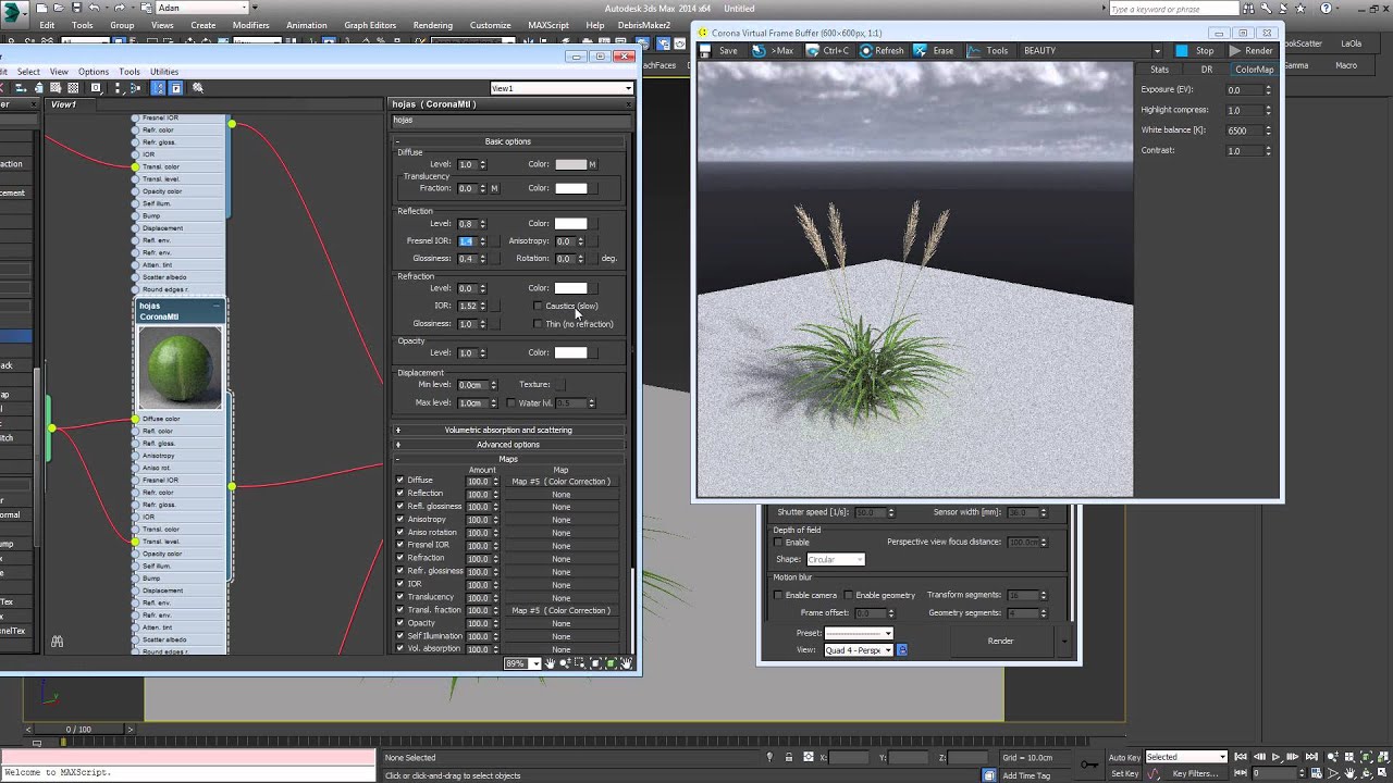 1h Work Timelapse 01 - GrowFX + Forest Pack Quick test