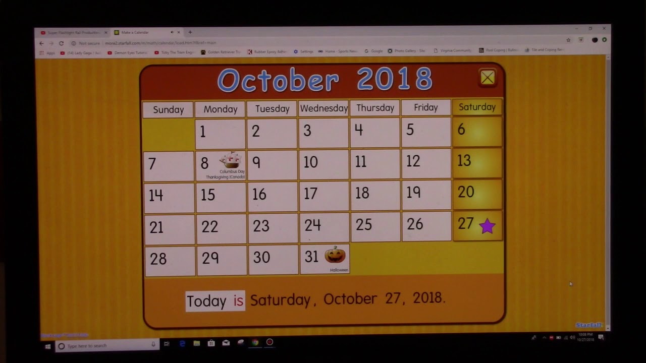 Starfall October 2018 Youtube