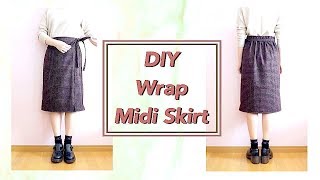 DIY Wrap Midi Skirt // DIYファッション*チュートリアル ラップスカートの作り方 / Sewing Tutorialㅣmadebyaya