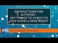 Instructions for authors - Key things to check to help avoid a desk reject