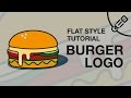 Бургер лого в стиле flat. Урок по векторной графике в Illustrator. ( Burger logo in flat style )