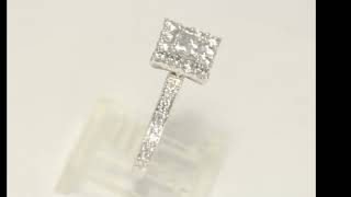 1.21CT diamond halo engagement ring 14K white gold princess round sz 6.75 - 29337