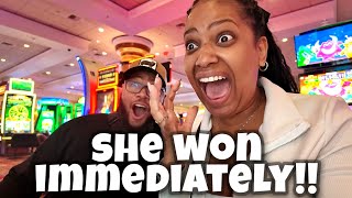 I Took My Wife To This Casino And She Won Huge Immediately!!